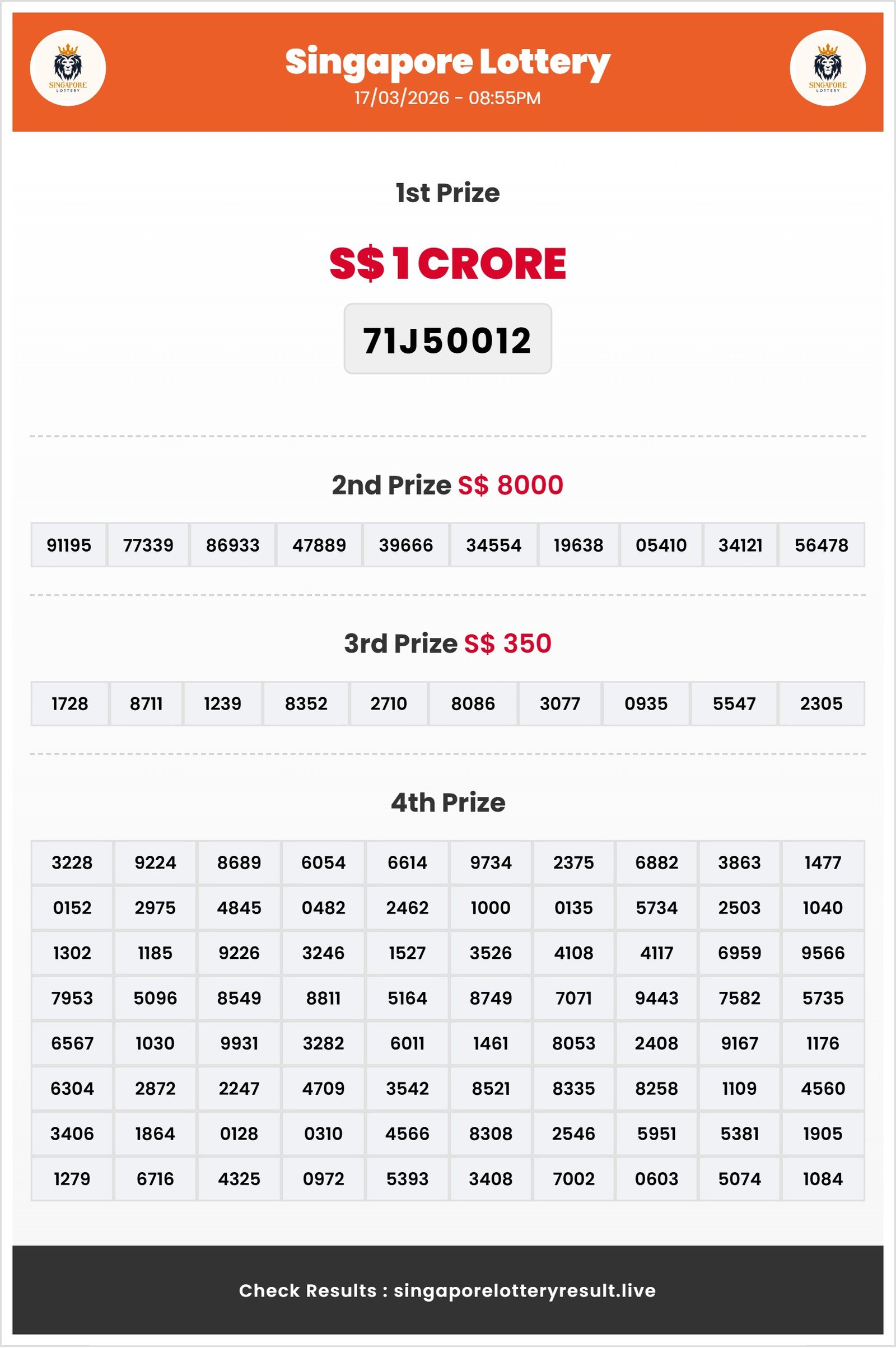 Thumbnail for  17/03/2026 Result | 08:55 PM